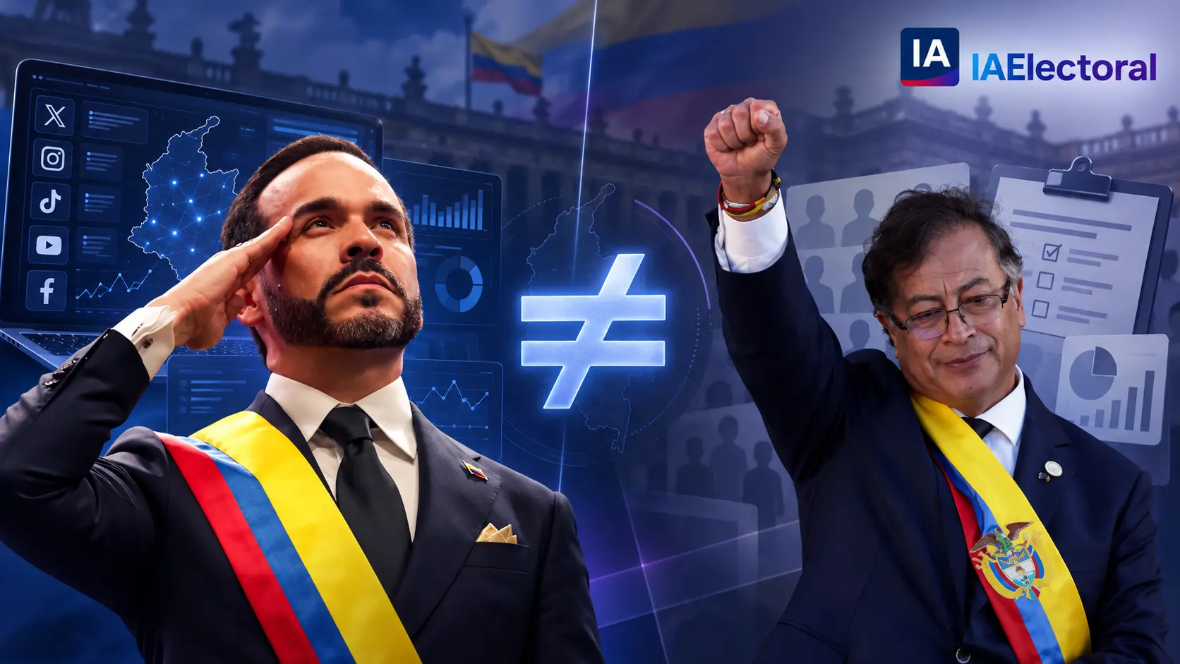 Comparación visual entre el primer mes de Gustavo Petro en 2022 y el de Abelardo De La Espriella en 2026